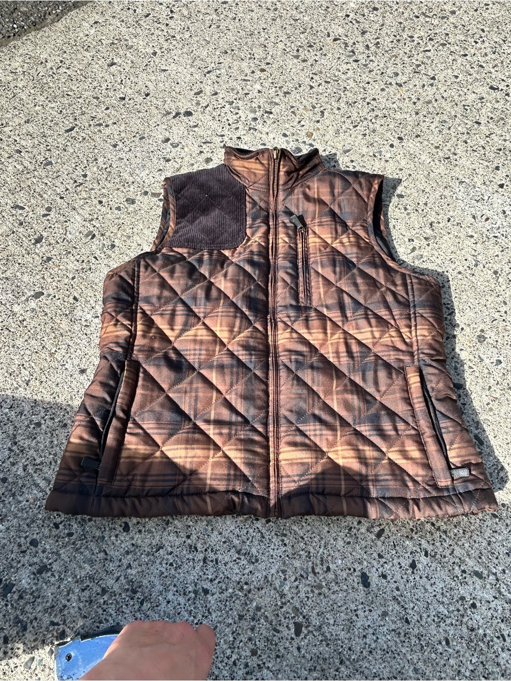 Lauren Ralph Lauren Brown Quilted Plaid Zip Vest